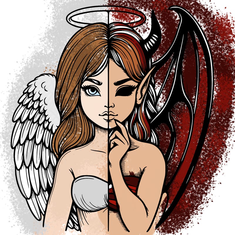 realistic angel half demon