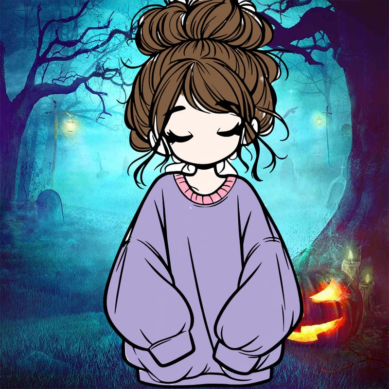 girl with baggy sweatshirt and messy bun