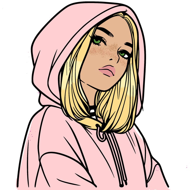 a realistic girl in a hoodie