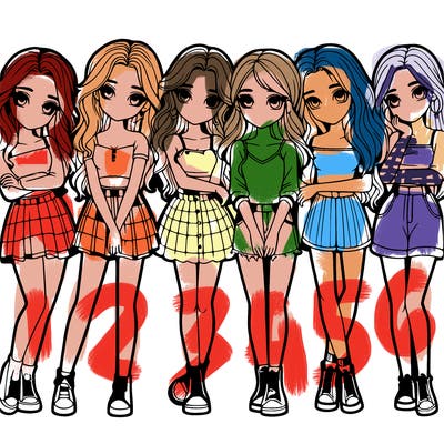 a group of girls realistic