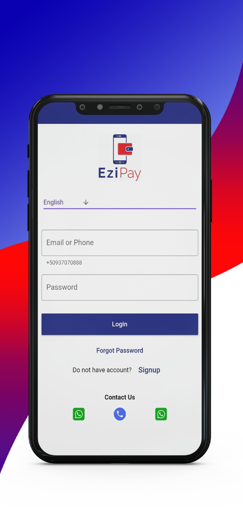 EziPay Wallet - EziPay Wallet login screen with email and password fields
