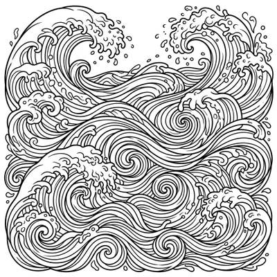 Immerse yourself in a world of flowing artistry with this captivating coloring page featuring intricate water wave patterns. Designed specifically for teens, it offers a challenging yet relaxing artistic escape.