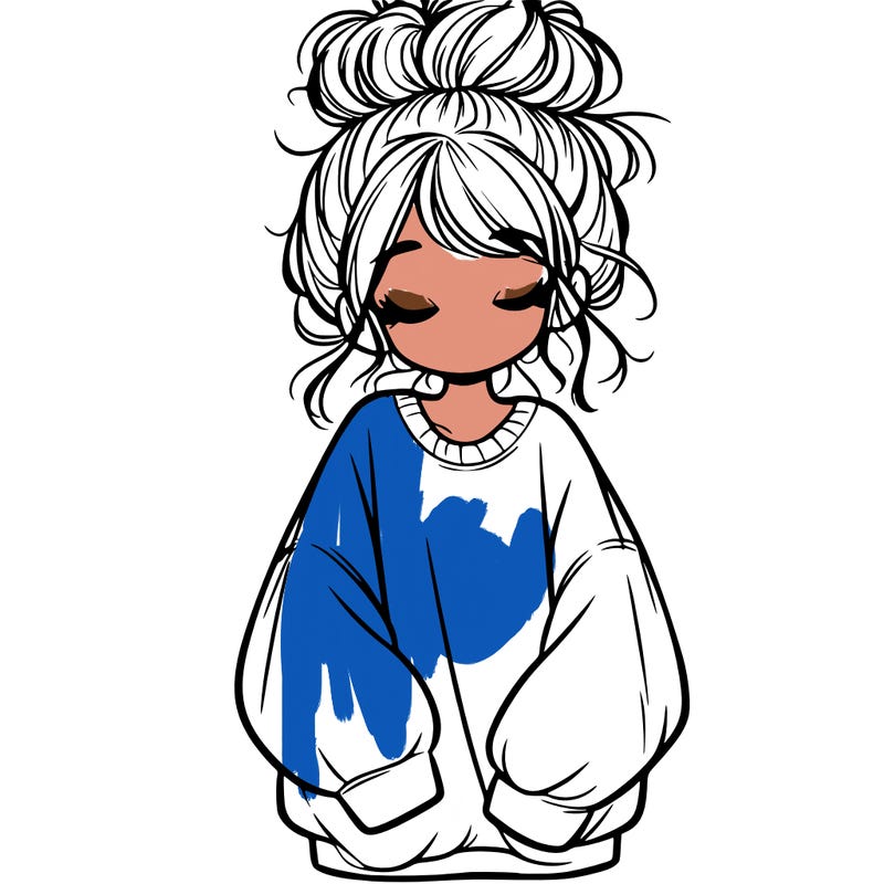 girl with baggy sweatshirt and messy bun