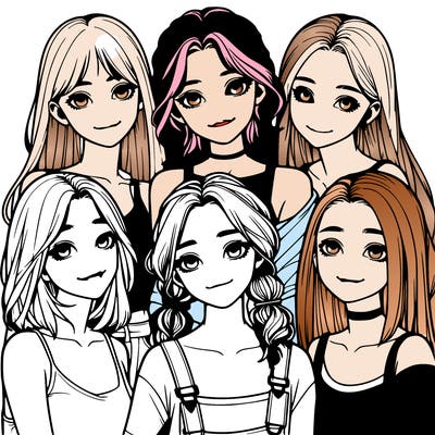 a group of girls realistic