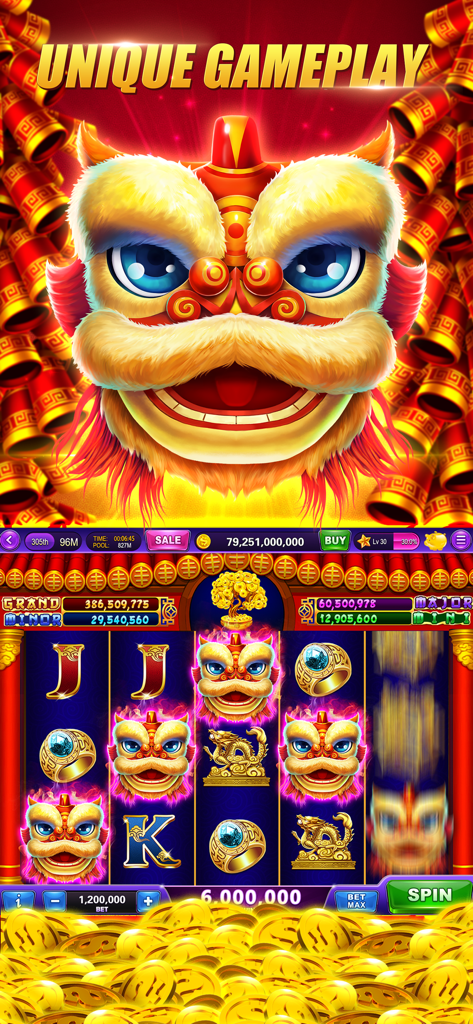 Slots-Heart of Diamonds Casino - Heart of Diamonds Casino mobile slot game featuring a Chinese lion dance theme and unique gameplay