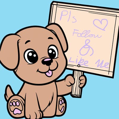 puppy holding a sign