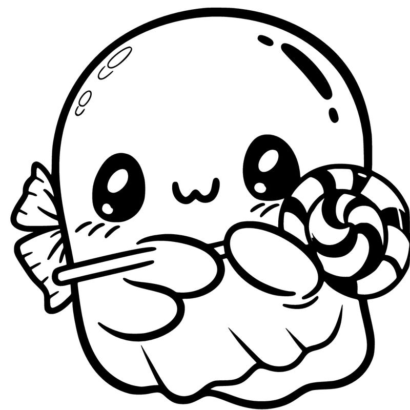 cute ghost with candy 🍭🍬