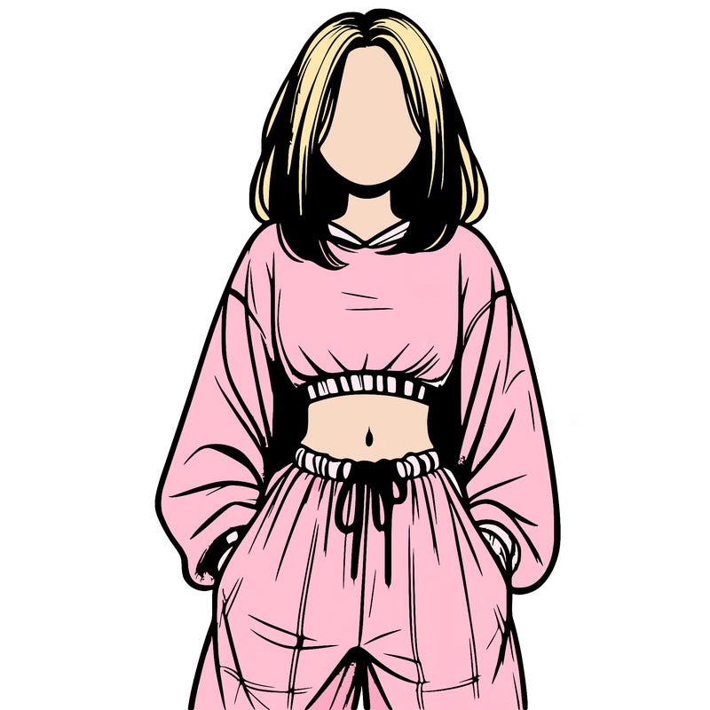 realistic girl faceless with baggy pants and a crop top