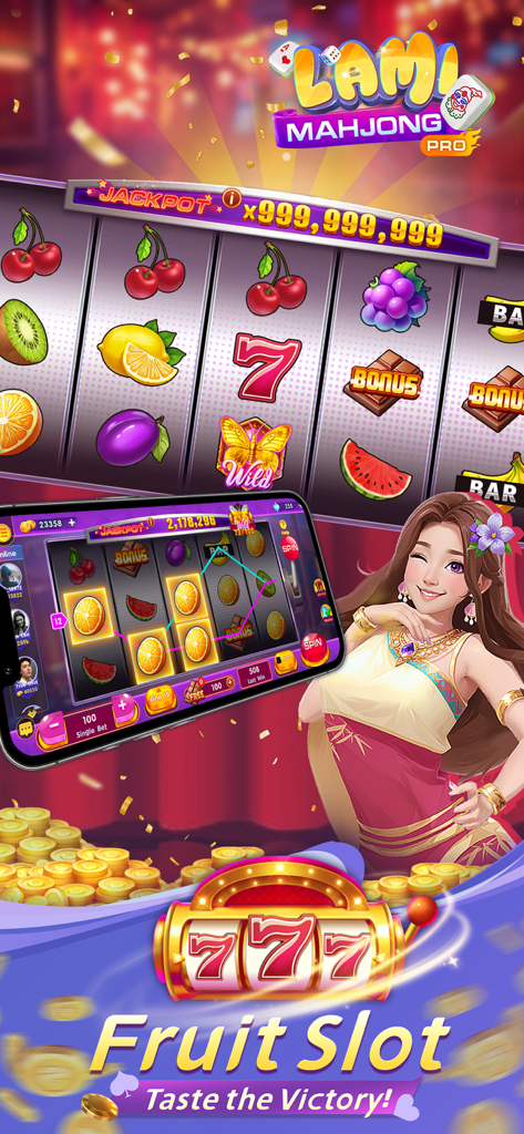 Fruit Slot game mode interface in Lami Mahjong Pro app