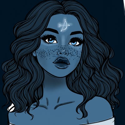 realistic girl with wavy hair and lips