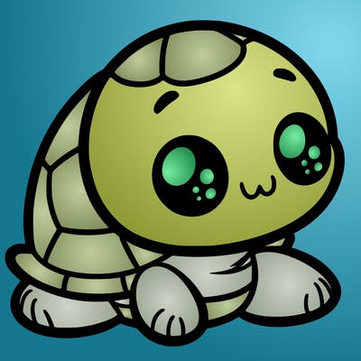 cute little animated turtle