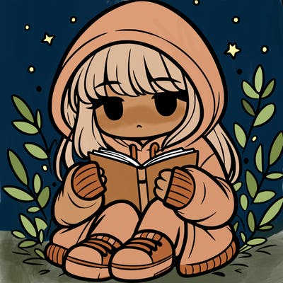 girl in oversized hoodie reading a book