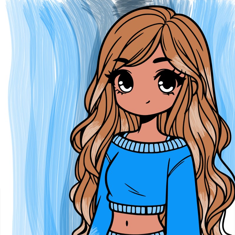 girl with long hair and a crop top with a sweater