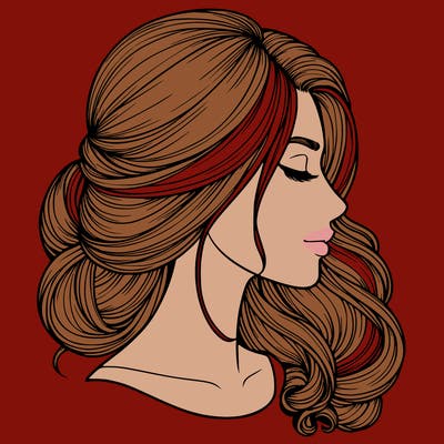 realistic woman's head & hair