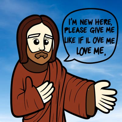 jesus giveing a hug thinking im new here please give me a like if you love jesus
