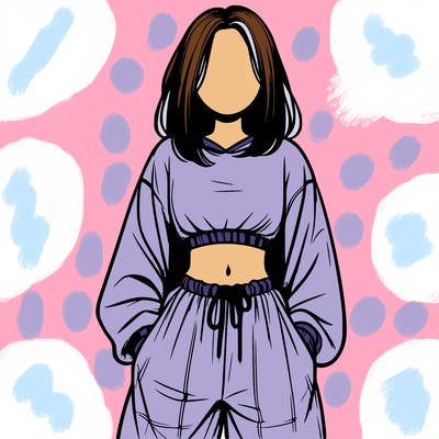 realistic girl faceless with baggy pants and a crop top