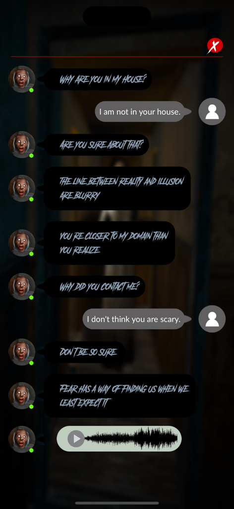 Scary Granny Contact Game - Interactive horror chat with Scary Granny featuring creepy messages