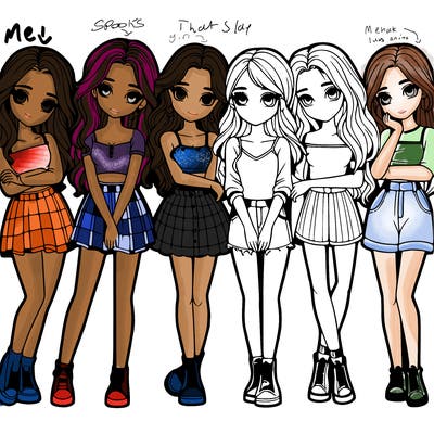 a group of girls realistic