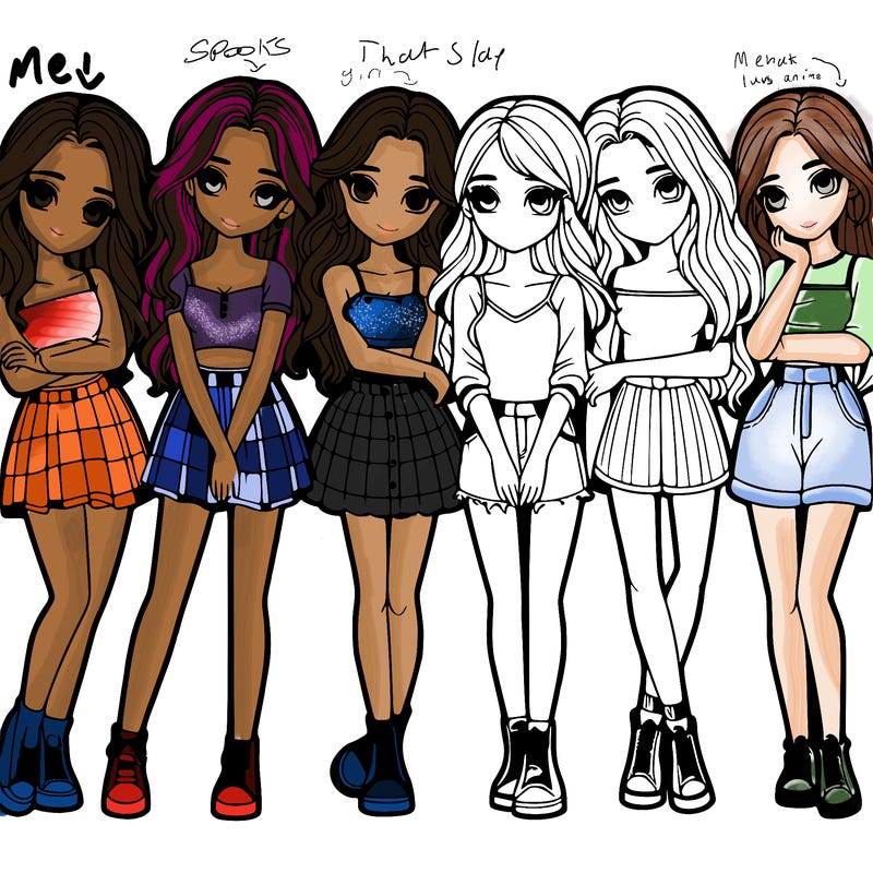 a group of girls realistic