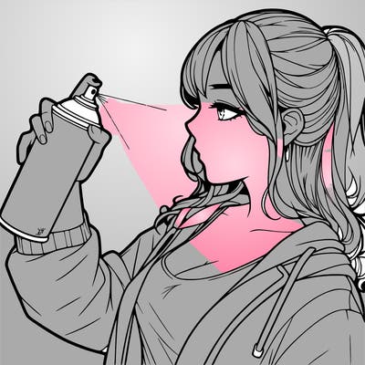a realistic girl spray, painting