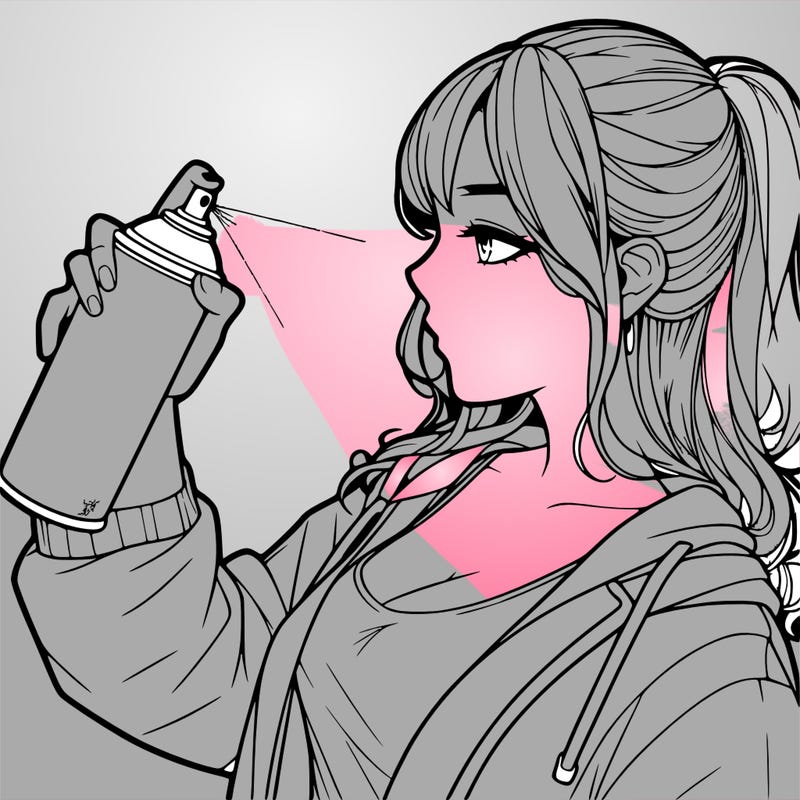 a realistic girl spray, painting