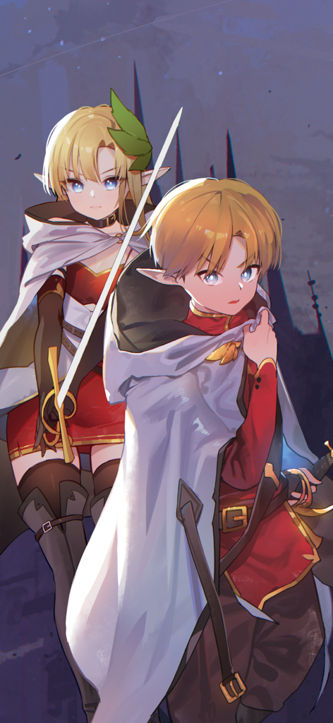 Guidus - Anime style illustration of the twin prince and princess heroes from the Guidus game