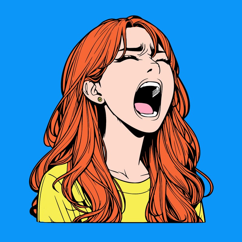 screaming realistic, girl