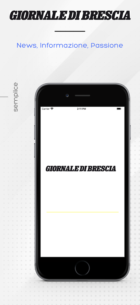 GDB replica - Schermata di avvio dell'app mobile Giornale di Brescia su uno smartphone