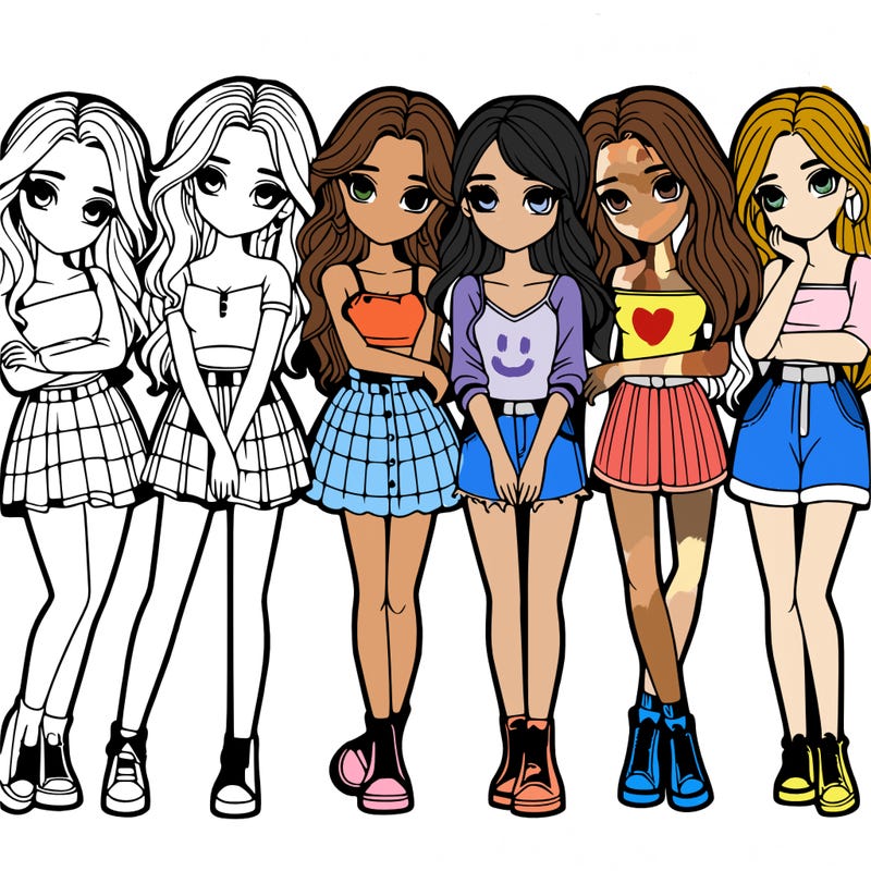 a group of girls realistic