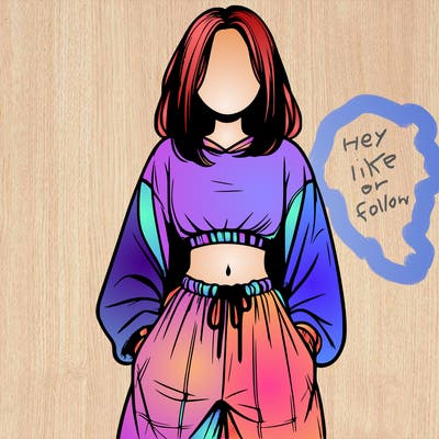 realistic girl faceless with baggy pants and a crop top
