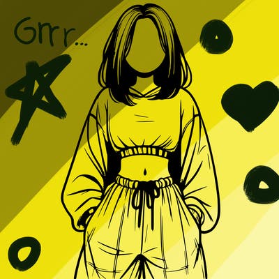 realistic girl faceless with baggy pants and a crop top