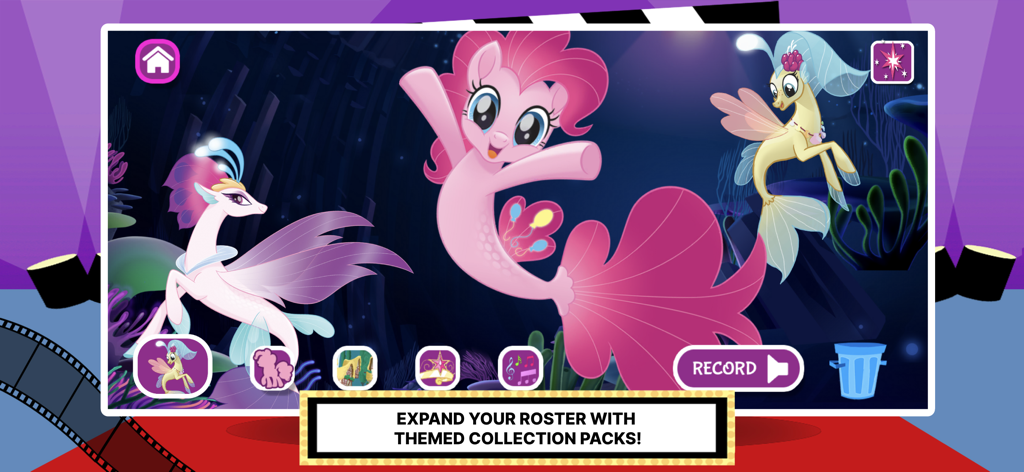My Little Pony: Story Creator - 씨포니들이 등장하는 마이 리틀 포니 스토리 크리에이터 영화 컬렉션 테마의 수중 장면.