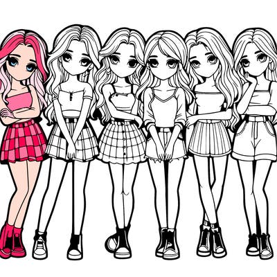 a group of girls realistic