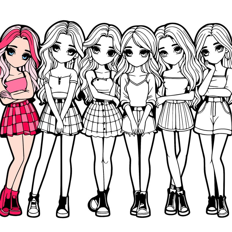 a group of girls realistic