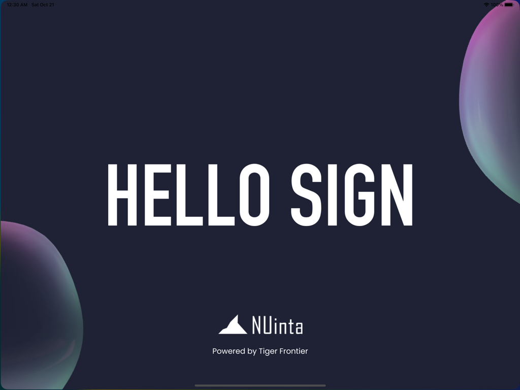 HelloSign - HelloSign digital signage app splash screen featuring the NUinta company logo
