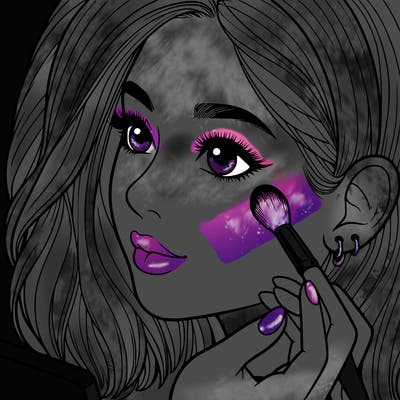 a realistic girl doing her makeup