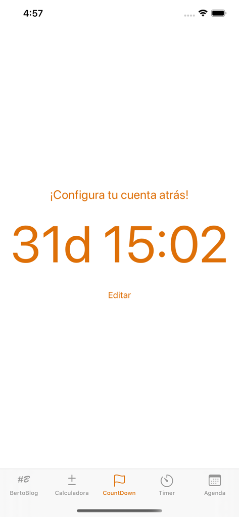 #BertoBlog - A countdown timer display in the BertoBlog app showing thirty-one days and fifteen hours remaining for an exam