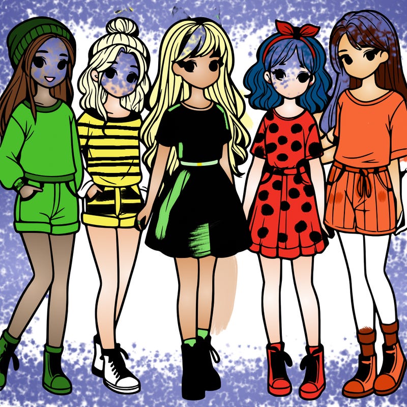 a group of five girls