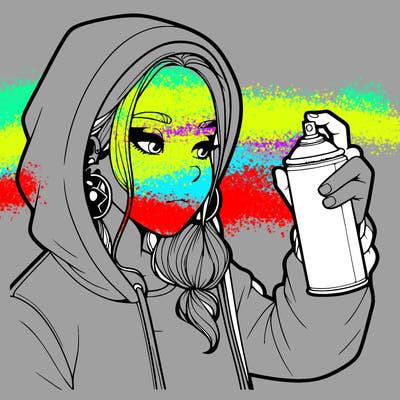 a realistic girl, spray painting