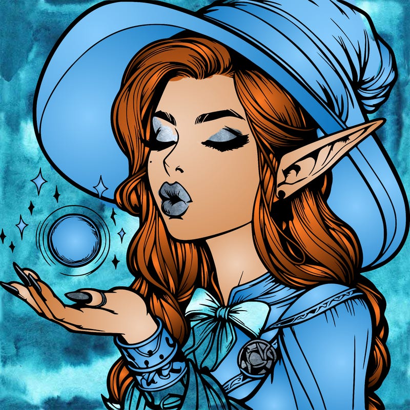 realistic elf casting a spell with lips