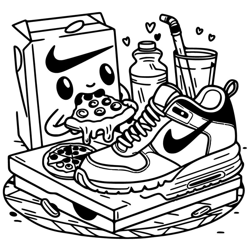 nike shoes eating pizza