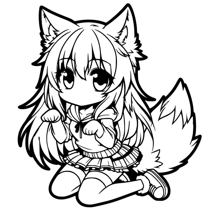 anime cute wolf girl