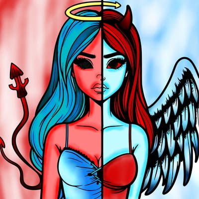 devil vs angel realistic girl