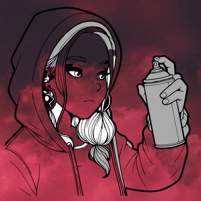 a realistic girl, spray painting