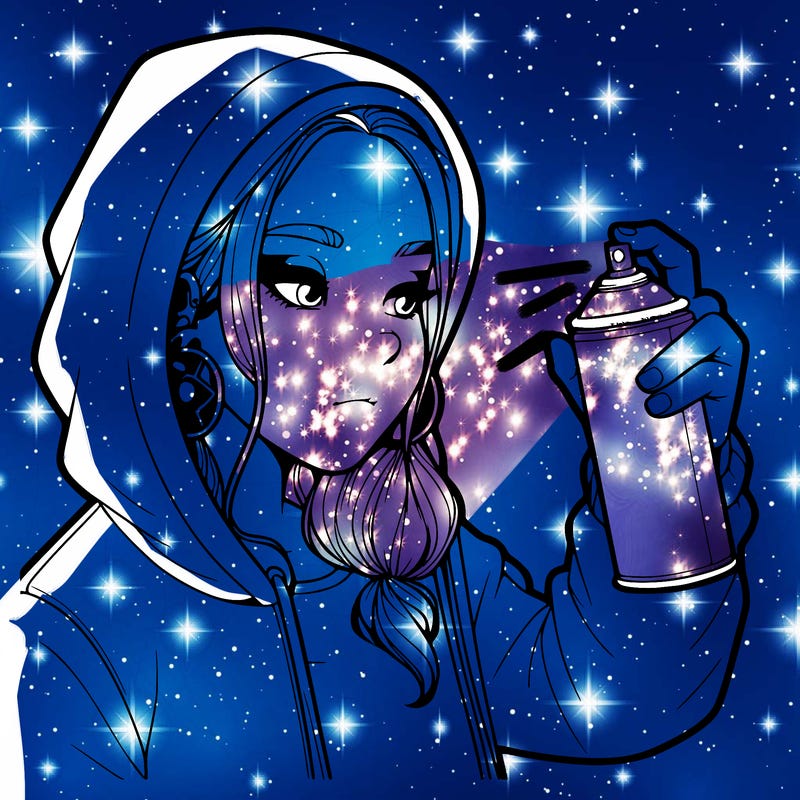 a realistic girl, spray painting