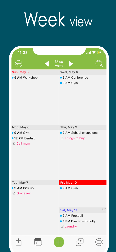 Une capture d'écran de l'application Awesome Calendar Lite montrant un emploi du temps hebdomadaire avec des tâches et des événements.