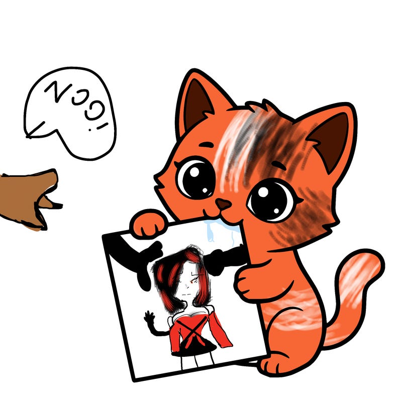 a small cat with a blank sheet of paper in its hand. the cat is sooooooo cute!