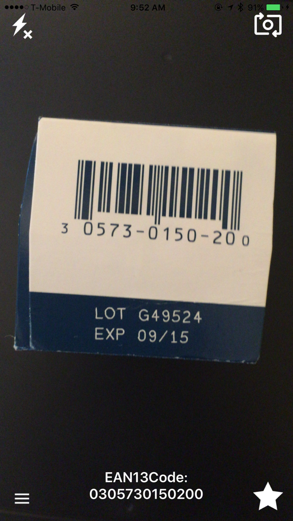 A smartphone interface scanning a medication barcode to retrieve drug information