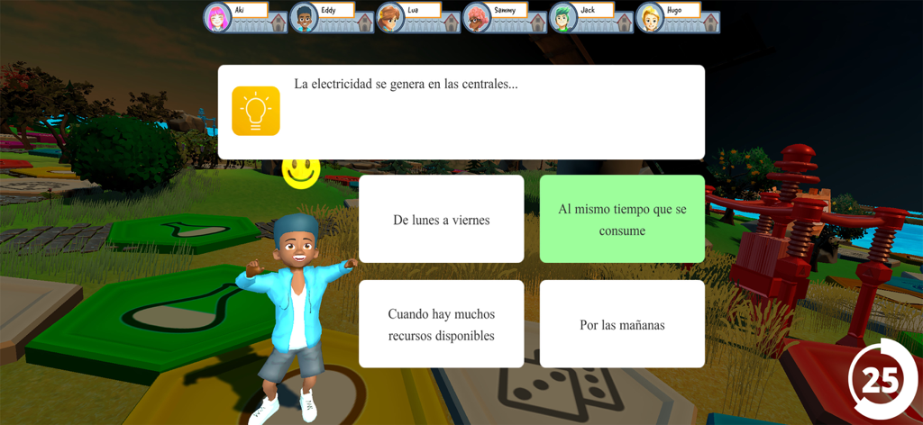 entreREDes - A science trivia question in Spanish about electricity from the entreREDes educational mobile game.