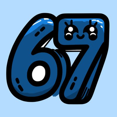 the numbers 67